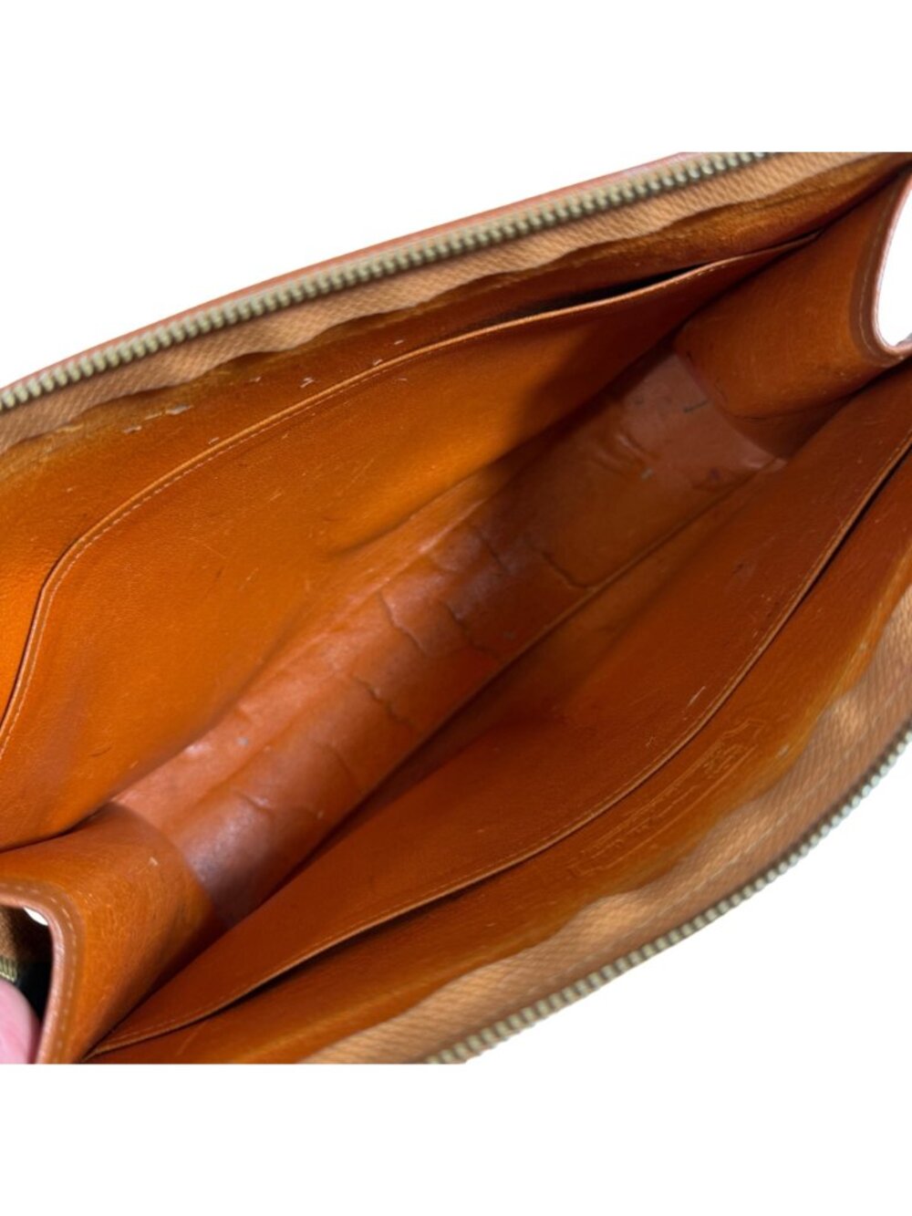 Vintage MCM Monogrammed Cognac Brown Coated Canvas Leather Trim Clutch Pouch - Picture 6 of 12